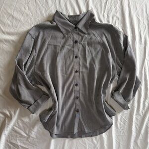 Blue Tiny Plaid Button Down Lightweight Blouse